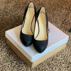 Jessica Simpson Parisah Black Snake High Heel Platform Pumps Size 6.5